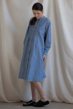 Kjole - Pintuck Dash Stripe Cotton Dress