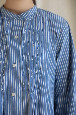 Kjole - Pintuck Dash Stripe Cotton Dress