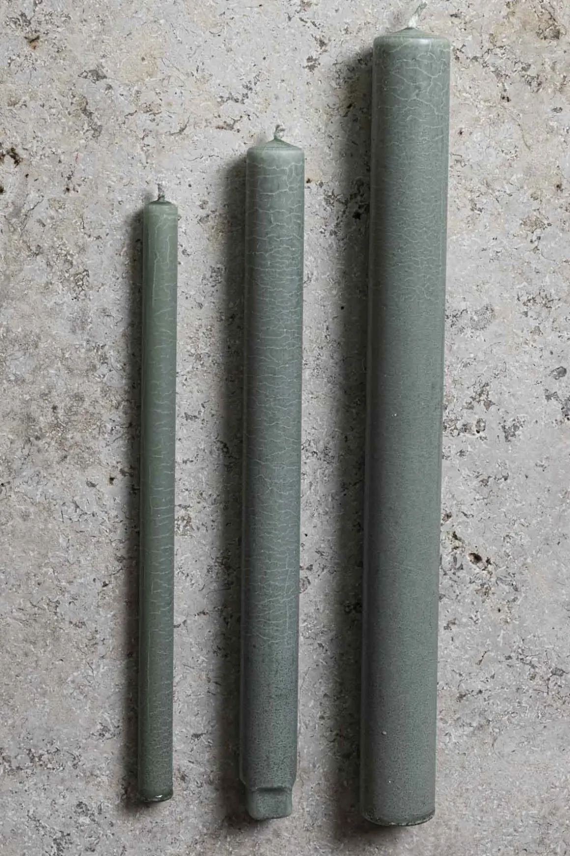 Kronelys - H27cm Grønn Støvet