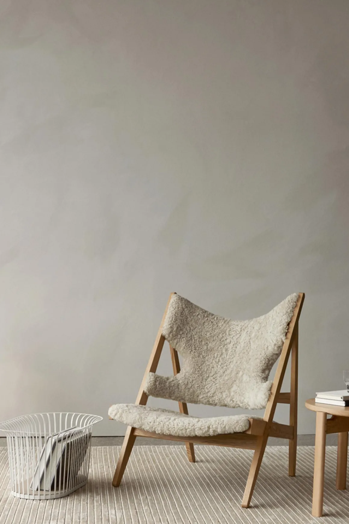 Lenestol - Knitting Lounge Chair, Natural Oak, Sheepskin Natur