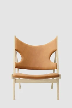 Lenestol - Knitting Lounge Chair, Natural Oak, Dunes Cognac 21000