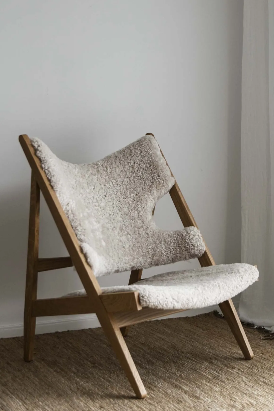 Lenestol - Knitting Lounge Chair, Natural Oak, Sheepskin Natur