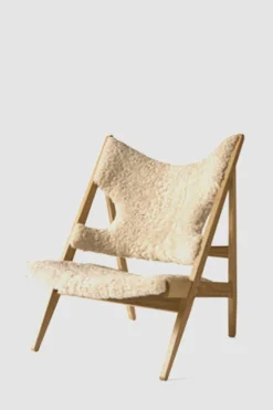 Lenestol - Knitting Lounge Chair, Natural Oak, Sheepskin Natur