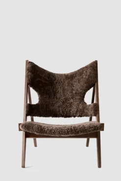 Lenestol - Knitting Lounge Chair, Dark Stained Oak, Sheepskin Root