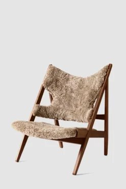 Lenestol - Knitting Lounge Chair, Walnut, Sheepskin Shahara