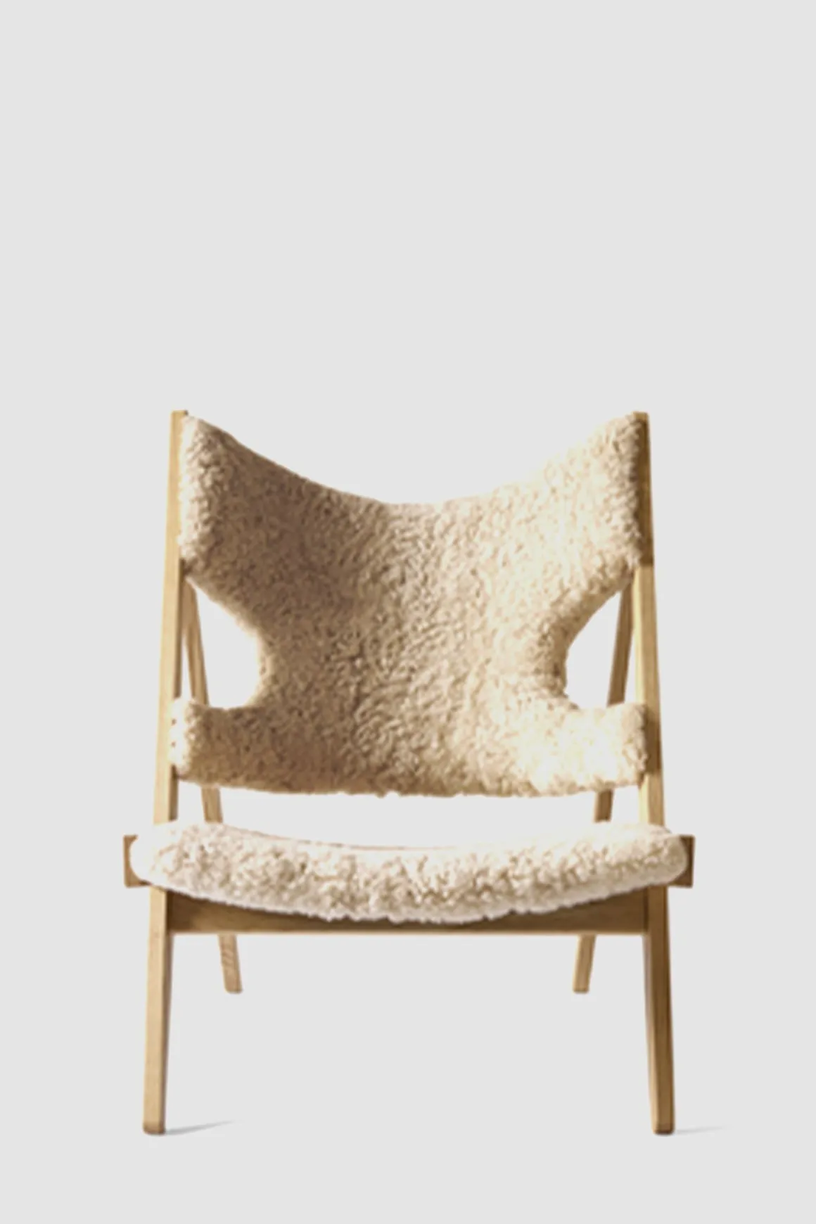 Lenestol - Knitting Lounge Chair, Natural Oak, Sheepskin Natur