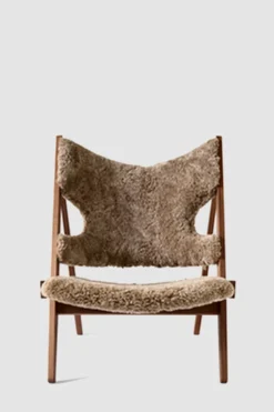 Lenestol - Knitting Lounge Chair, Walnut, Sheepskin Shahara