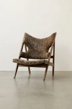 Lenestol - Knitting Lounge Chair, Dark Stained Oak, Sheepskin Root
