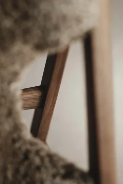 Lenestol - Knitting Lounge Chair, Dark Stained Oak, Sheepskin Root