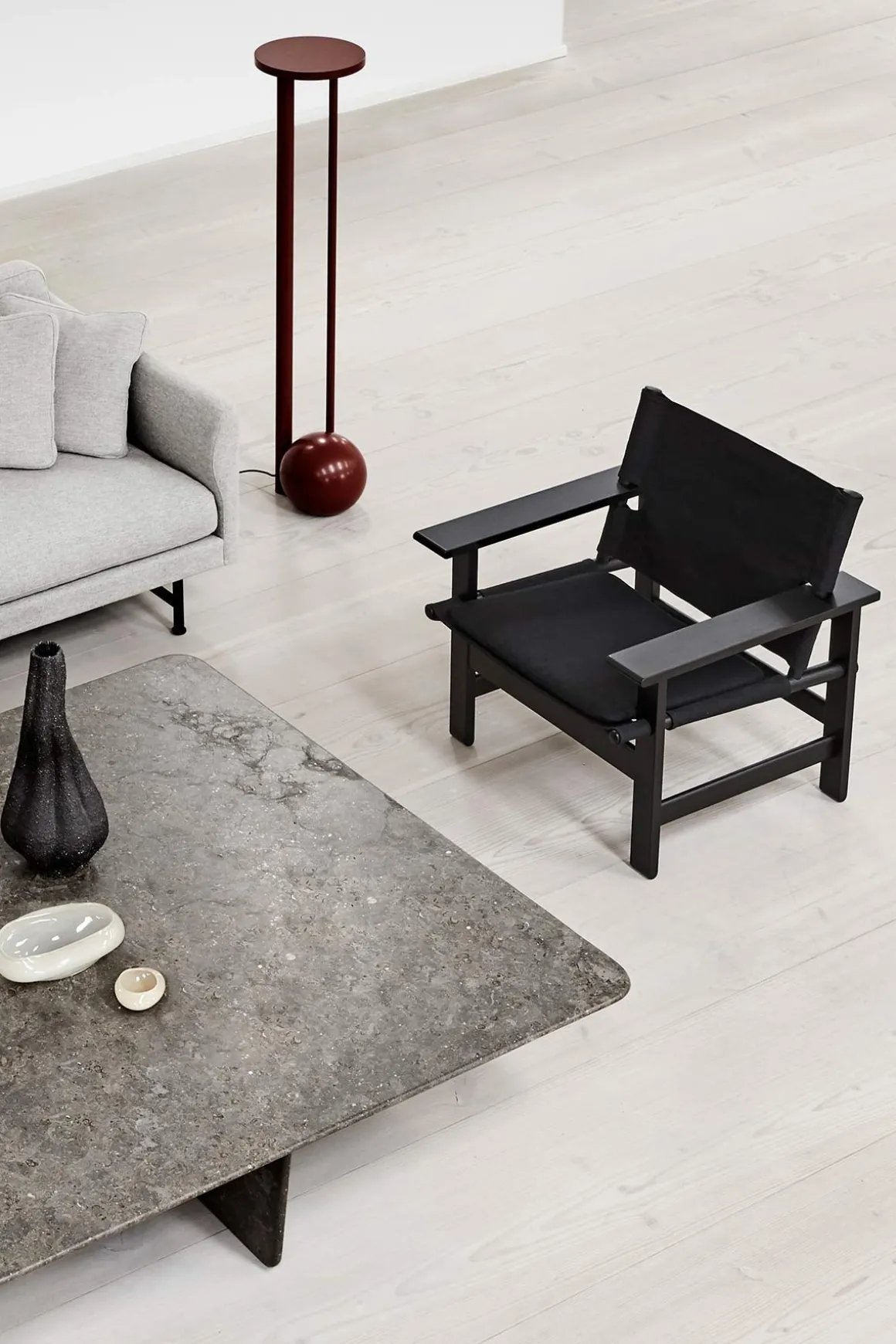 Loungestol - The Canvas Chair 2031 Sortlakkert Eik / Sort Canvas