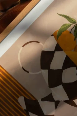 Plakat - Lemons u0026 Oranges in Checkered Vase A4