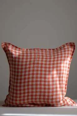 Putetrekk - 50x50cm Orange Flax Gingham