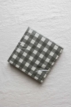 Serviett - 33x33cm Ruter Grønn/Lysegrå