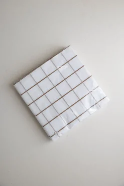 Servietter - Ruter 33x33cm Hvit/Brun