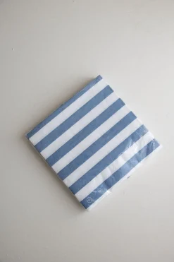 Servietter - Striper 33x33cm Lyseblå/Hvit