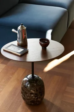 Sidebord - Lato LN9 Lacquered Walnut w/Emparador Marble