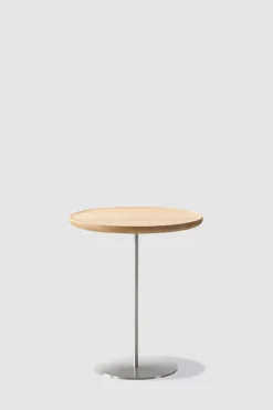 Sidebord - Pal 6755 dia44cm Lakkert Eik/Børstet Stål