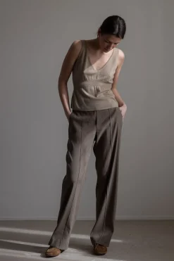 Singlet - Ribbed Waist DBL NK Tank