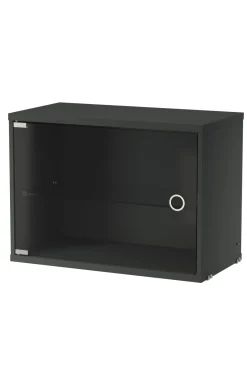 Skap - Vitrineskap Hengslet Glassdør 58x30x42 Mørkegrå