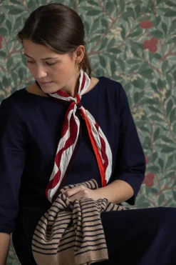 Skjerf - Ribbon Print Cotton Garnet