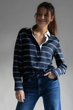 Skjorte - Rugby Stripe Coastal/Slate