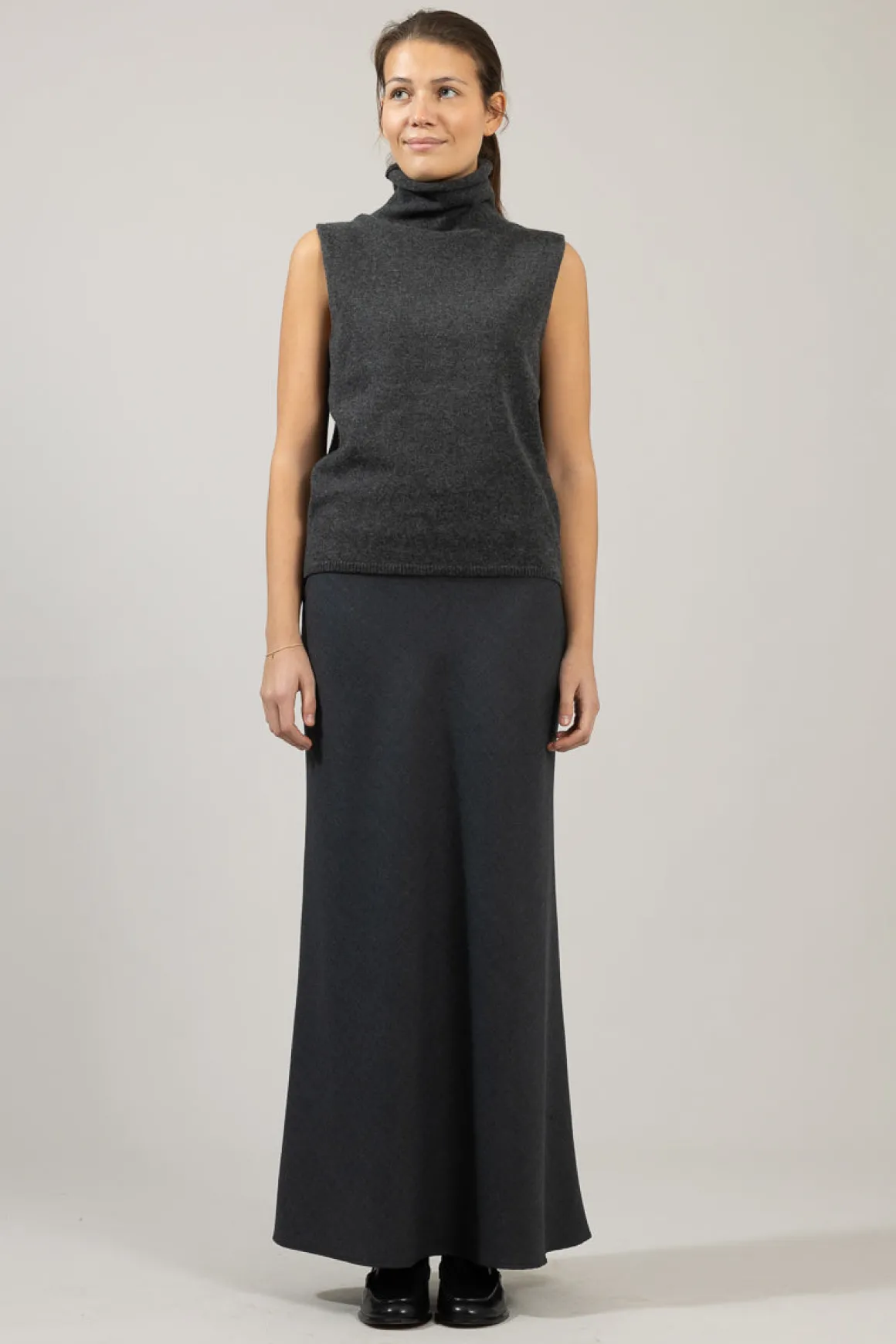 Skjørt - Bias Cut Maxi Charcoal Grey