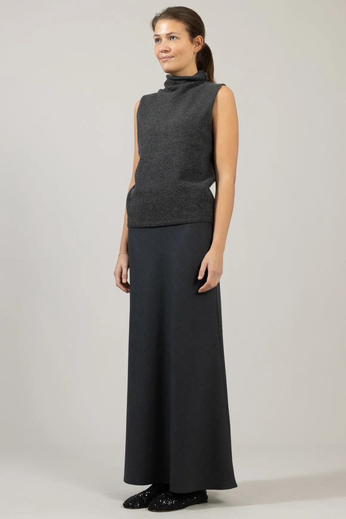 Skjørt - Bias Cut Maxi Charcoal Grey
