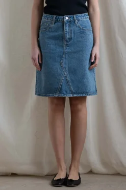 Skjørt - Denim A-Line Skirt Stonewashed Blue