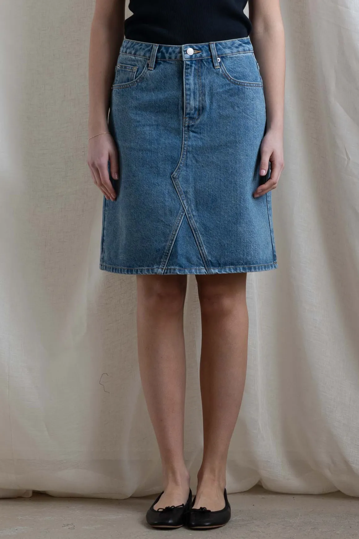 Skjørt - Denim A-Line Skirt Stonewashed Blue