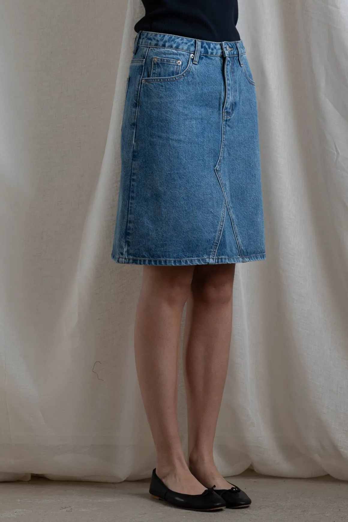 Skjørt - Denim A-Line Skirt Stonewashed Blue