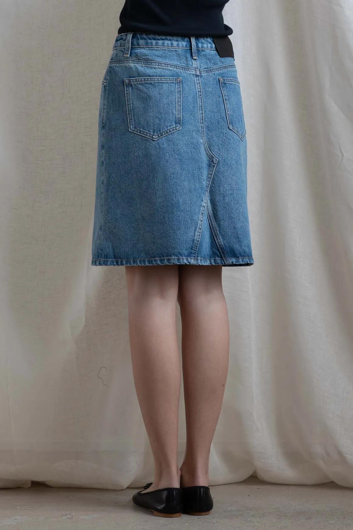 Skjørt - Denim A-Line Skirt Stonewashed Blue