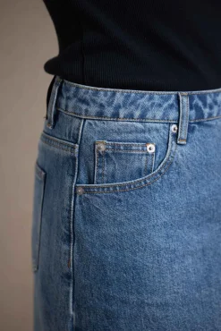 Skjørt - Denim A-Line Skirt Stonewashed Blue