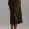 Skjørt - Mid Rise Slim Midi Suede