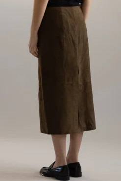 Skjørt - Mid Rise Slim Midi Suede
