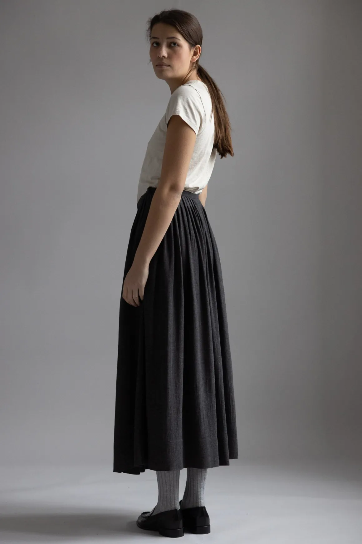 Skjørt - Naama Thin Wool Dark Grey