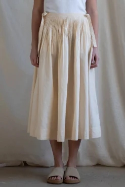 Skjørt - Pleated Cotton Linen