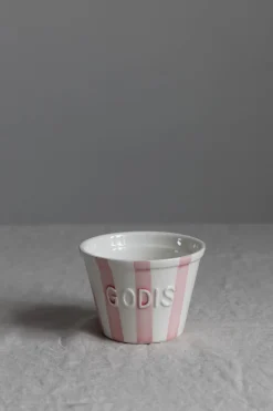 Skål - Godis Striper Rosa/Hvit