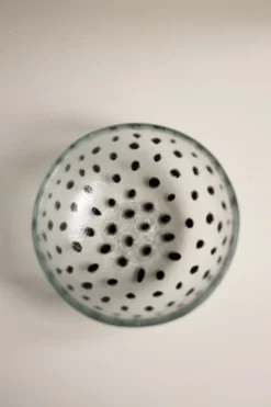 Skål - Sorte Prikker 12cm Glass