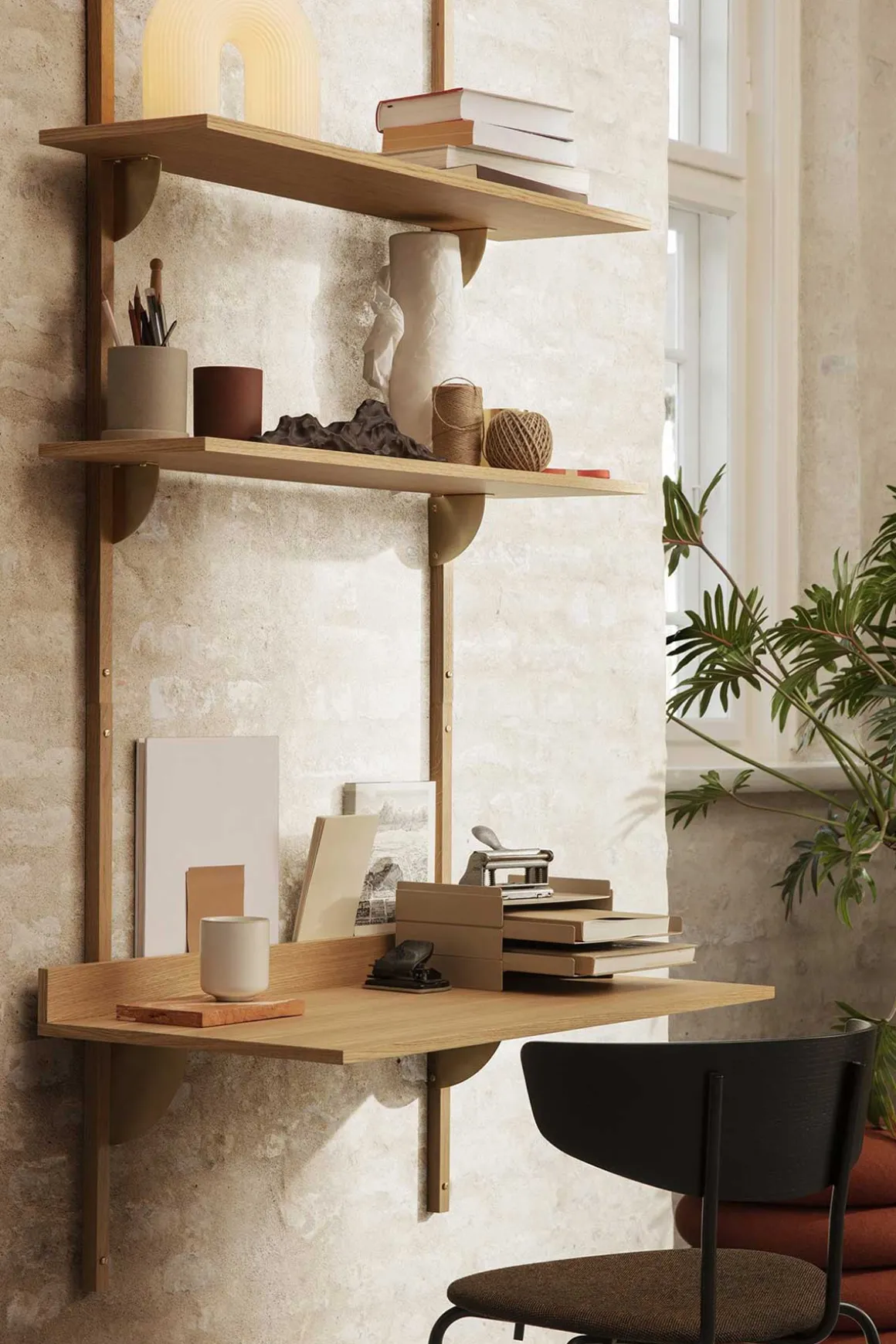 Skrivebord - Sector Desk Oak/Brass