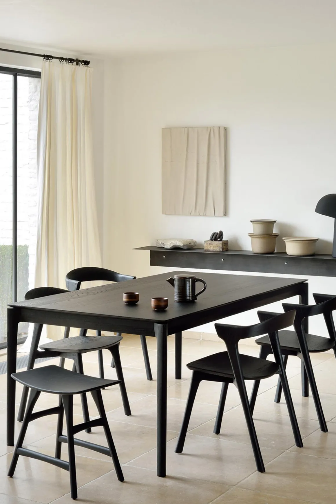 Spisebord - Bok m/Ileggsplate 140/220x90xH76cm Sort Lakkert Eik