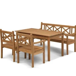 Spisegruppe - Skagen 1 bord + 1 benk + 2 stoler Teak