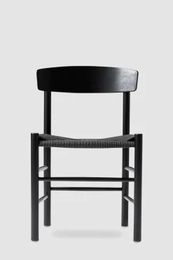 Spisestuestol - J39 Folkestolen Sortlakkert Eik / Sort Papirgarn