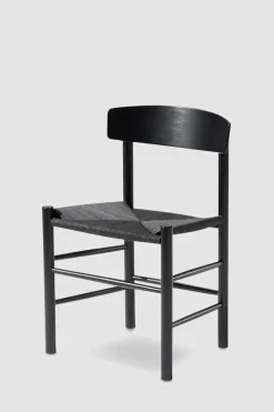 Spisestuestol - J39 Folkestolen Sortlakkert Eik / Sort Papirgarn