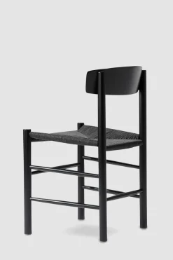 Spisestuestol - J39 Folkestolen Sortlakkert Eik / Sort Papirgarn