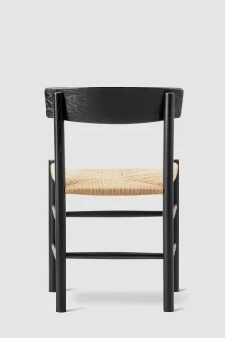 Spisestuestol - J39 Folkestolen Sortlakkert Eik / Naturfarget Papirgarn