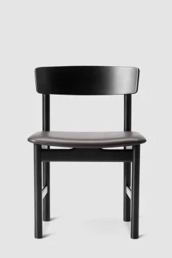 Spisestuestol - Mogensen Model 3236 Sortlakkert Eik / 98 Sort Lær