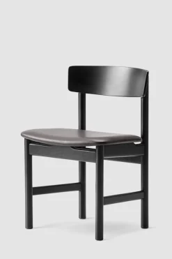 Spisestuestol - Mogensen Model 3236 Sortlakkert Eik / 88 Sort Lær