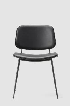 Spisestuestol - Søborg 3062 Sortlakkert/Krom Eik / 98 Sort Lær