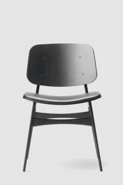 Spisestuestol - Søborg 3051 Sortlakkert Eik / 98 Sort Lær