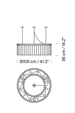 Taklampe - Estadio dia105cm 3 Support Hanging System